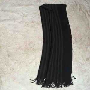 Black and Gray Rib Knit Scarf, One Size